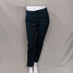 Navy blue slacks with small embroidered squares